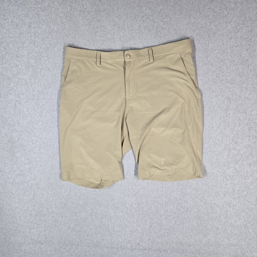 Adidas Men Activewear Shorts 36" Khaki Shorts Chino Logo Stretch Golf